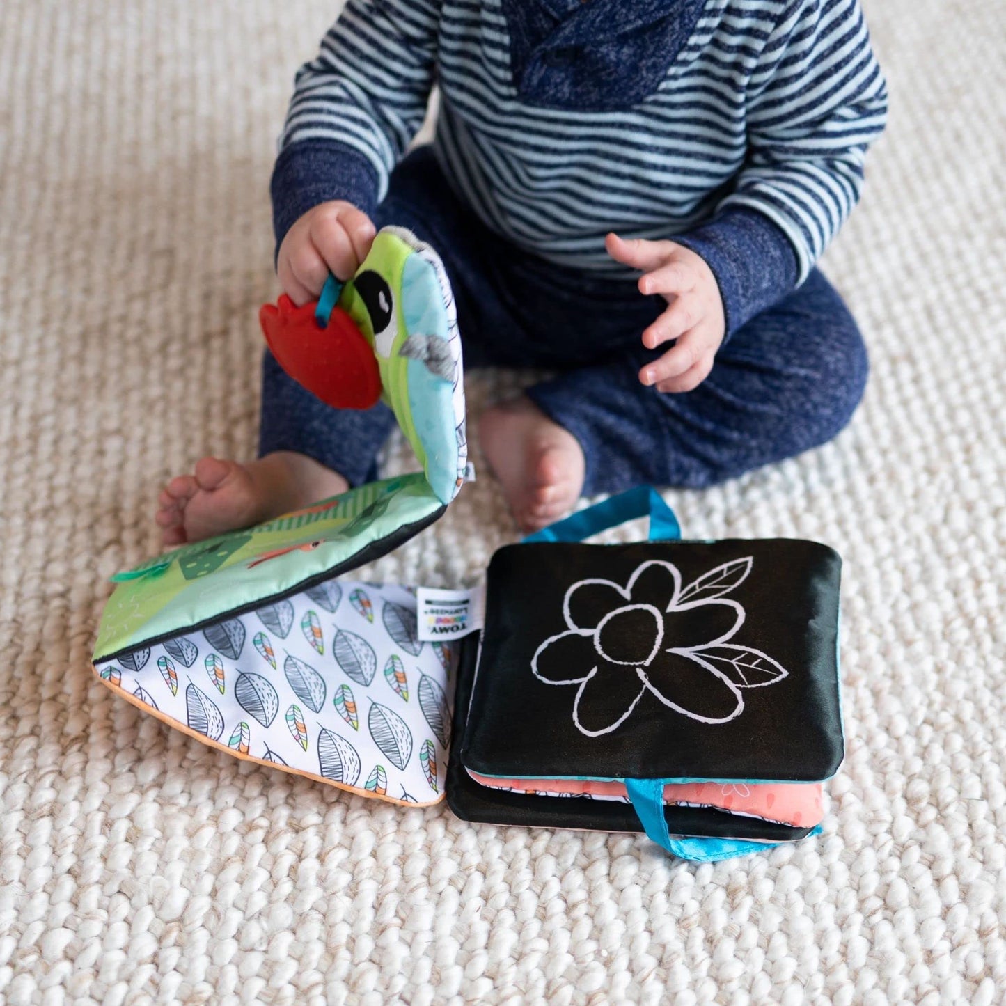 Lamaze Colorful Journey Caterpillar High Contrast Baby Book - Soft Fabric Baby Sensory Books - Includes Chewy Apple for Teething