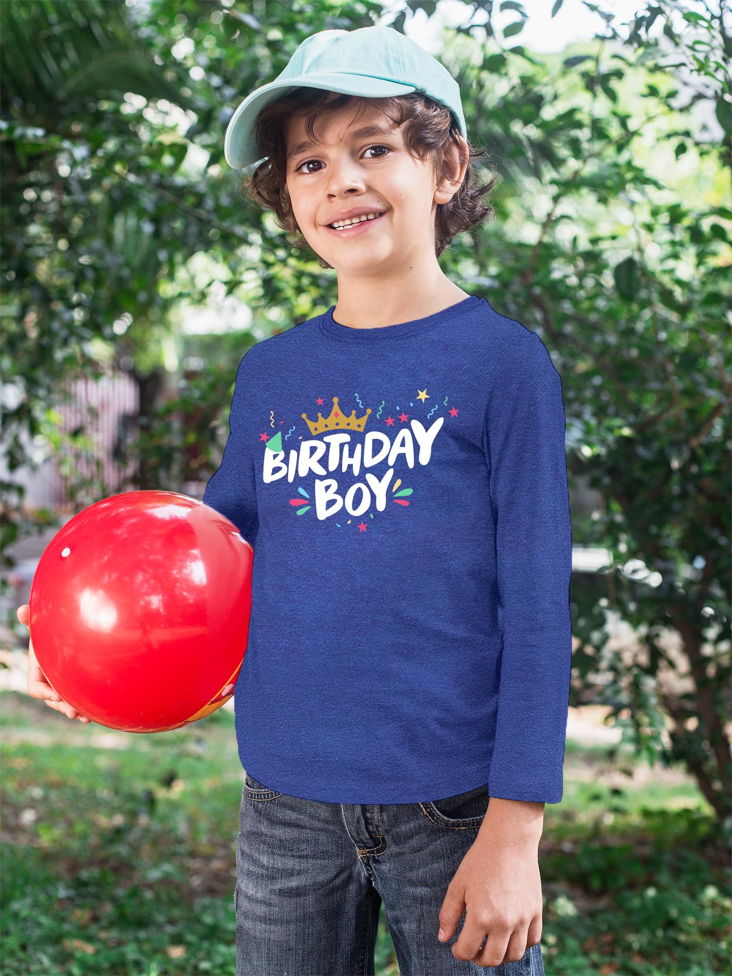 Birthday Boy Shirt Happy First 1St 2Nd 3Rd 4Th 5Th Toddler Boys Year Old Crown (As1, Age, 12_Months, Charcoal Blue - Long Sleeve