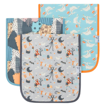 Copper Pearl Baby Burp Cloth Large 21''X10'' Size Premium Absorbent Triple Layer 3-Pack Gift Set 'Nightmare Before Christmas' -