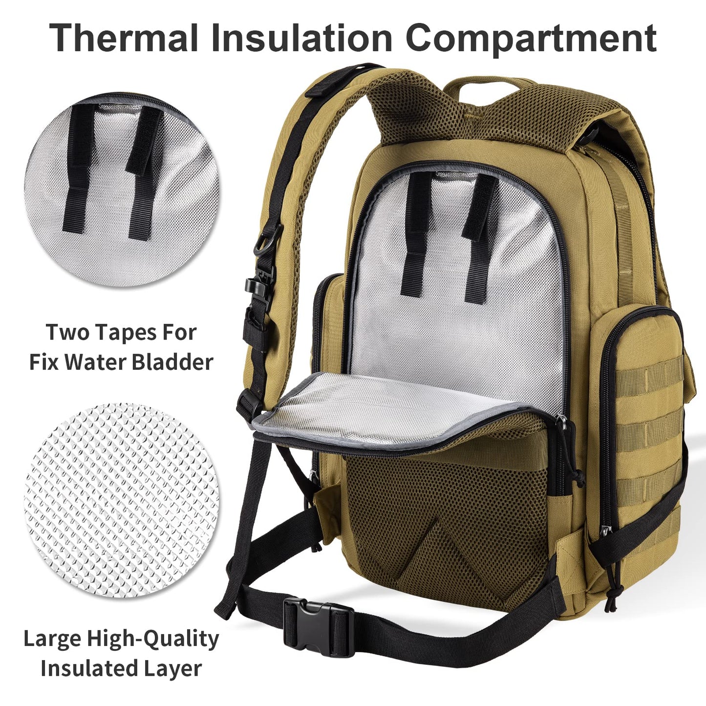 Sharkmouth Diaper Bag Backpack For Dad And Mom, Military Molle Diaper Pack With Insulated Bottle Holders And Wipe Pocket