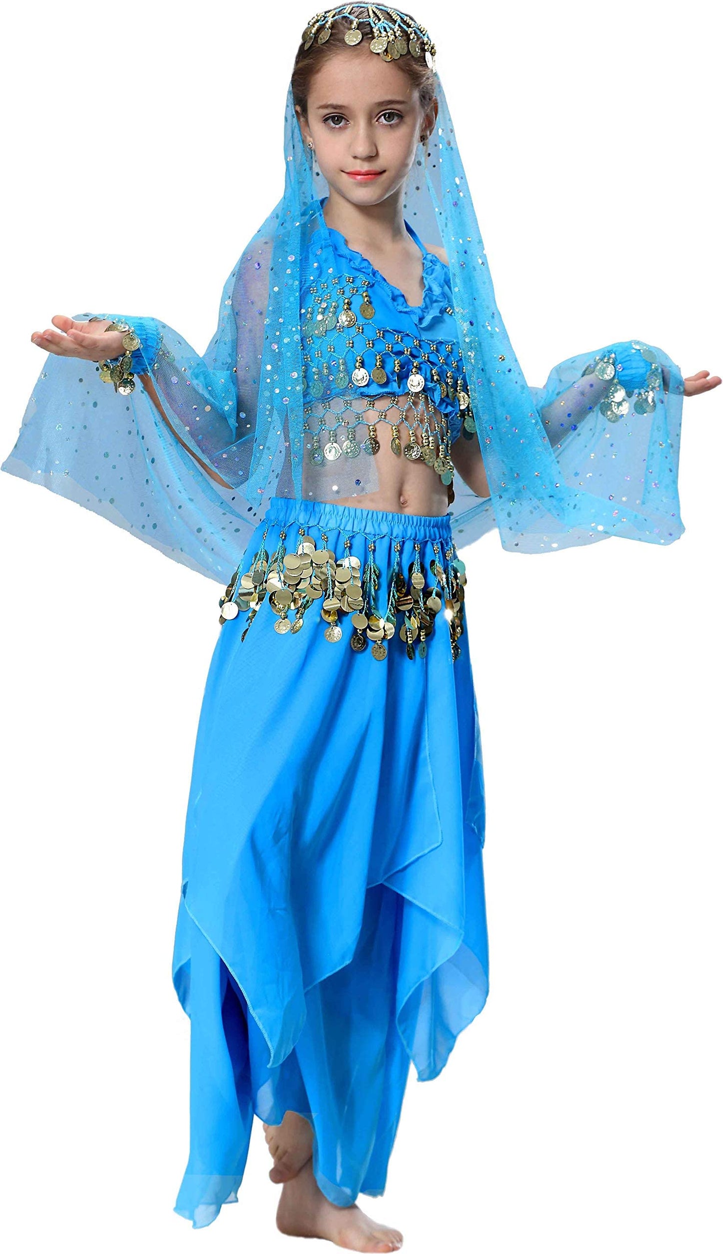 Fairycece Genie Costume Girls Halloween 10-12 Outfit 11 Year Old Belly Dancer Cute Dance