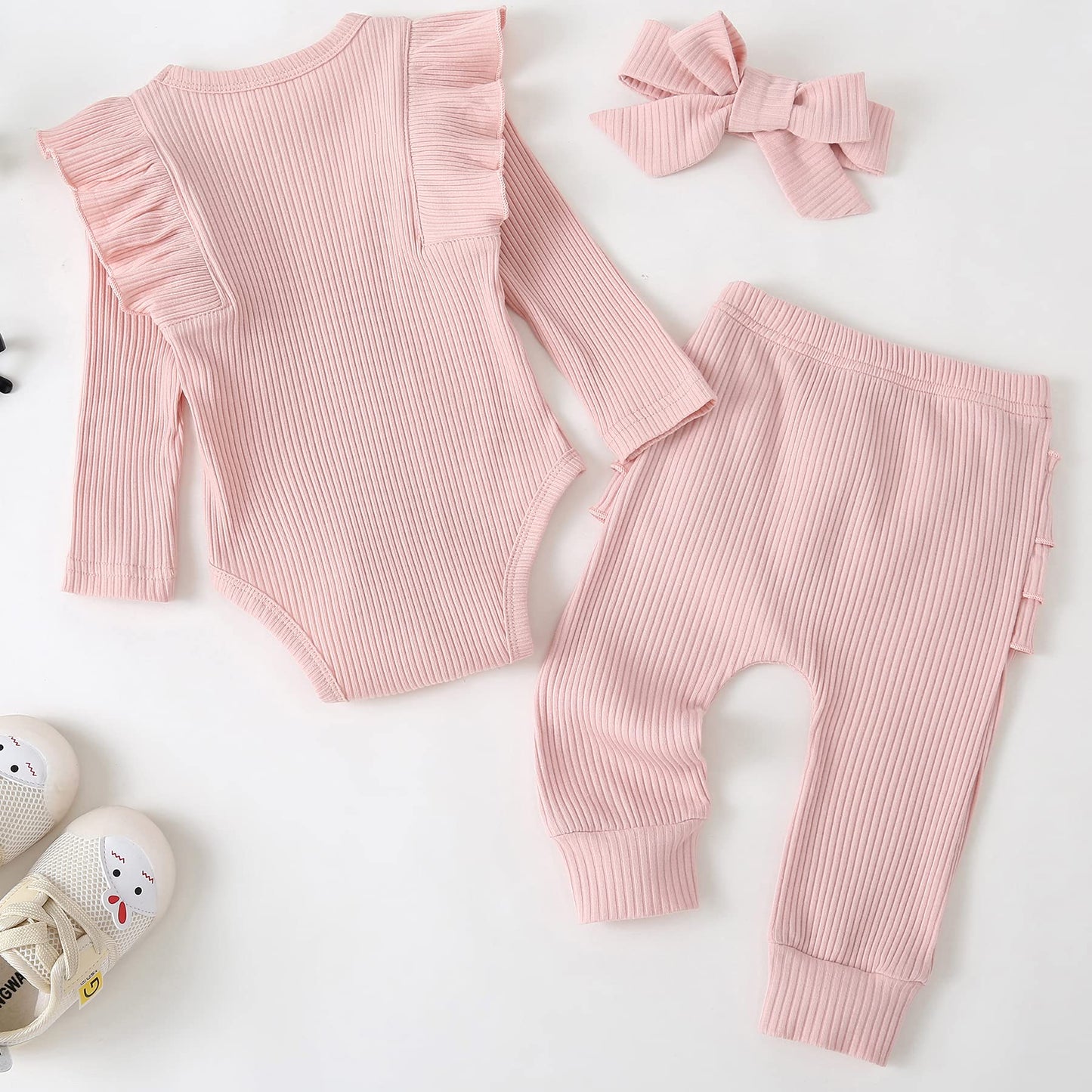 Fullfamous Infant Baby Girl Clothes Outfits,Fall Winter Romper Christmas Clothing Set 3-6 Months Pink