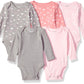 Hanes Baby Boys Ultimate Flexy 5 Pack Long Sleeve Bodysuits Bodystocking, Pink/Grey Shades, 6-12 Months Us