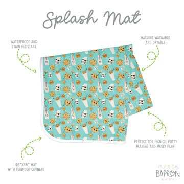 Bapronbaby Cookies & Milk Splash Mat - Waterproof Catch-All For Under High Chairs, Floors, Tables, Playtime Or Arts & Crafts - M