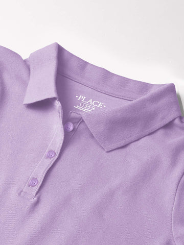 The Childrens Place Girls Uniform Pique Polo Shirt, Purple Prose, M 7 8 Us