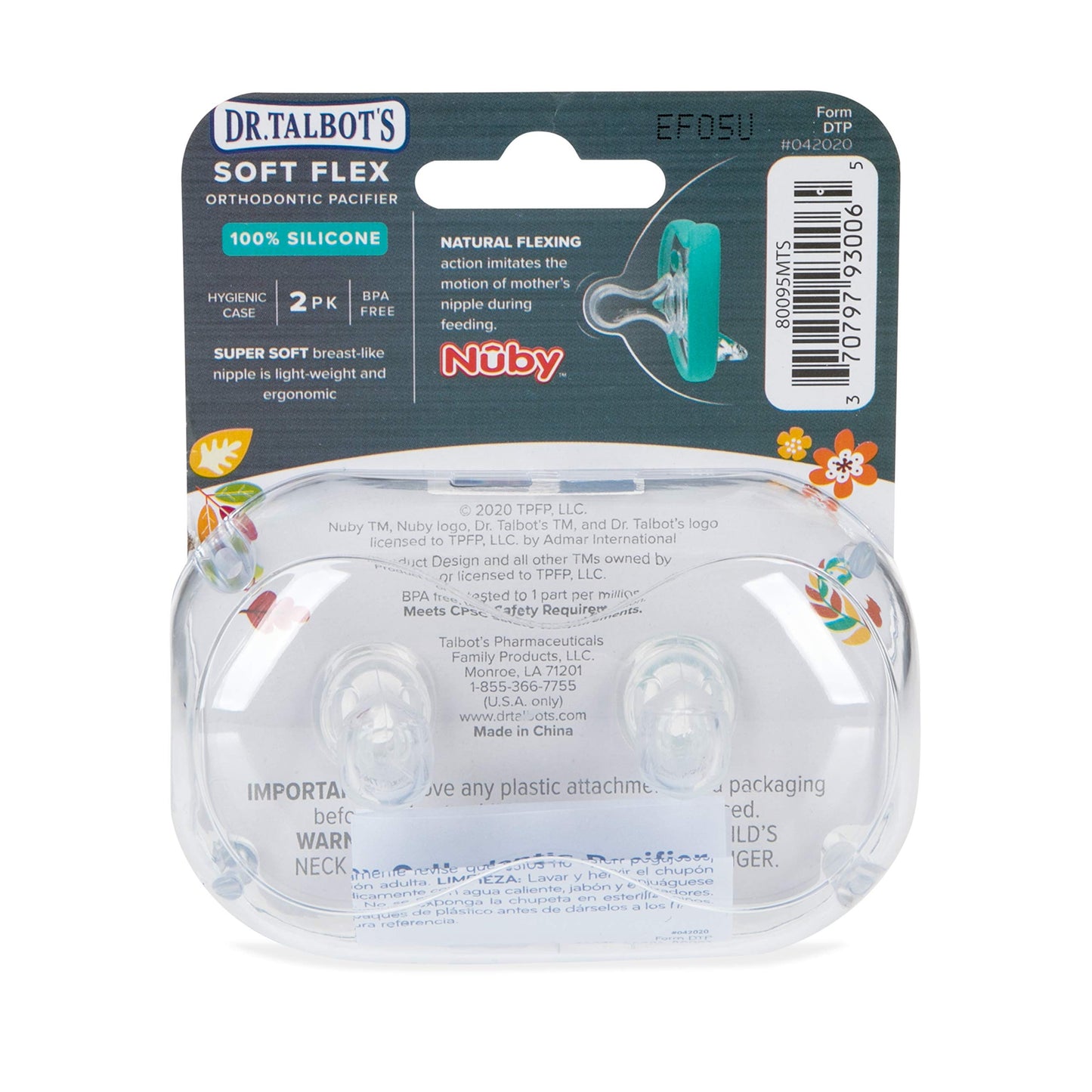 Dr. Talbot'S Soft-Flex Orthodontic Pacifiers 6-12 Months, Blue/Gray, 2 Pack