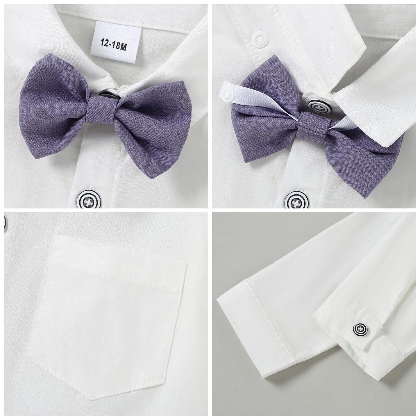 Yallet Toddler Baby Boy Clothes Suit Gentleman Wedding Outfits, Formal Dress Shirt+Bowtie+Vest+Boutonniere+Suspender Pants(V Lig