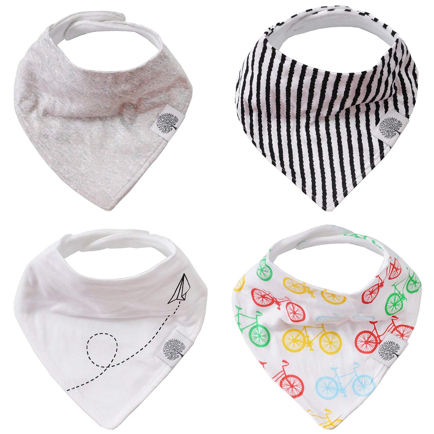 Parker Baby Co. Bandana Drool (Pack of 4) Baby Bibs for Boys, Girls, Unisex - Bikes Set