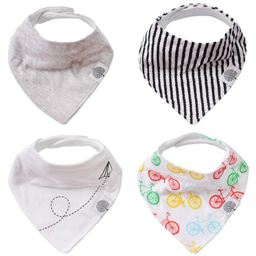 Parker Baby Co. Bandana Drool (Pack of 4) Baby Bibs for Boys, Girls, Unisex - Bikes Set