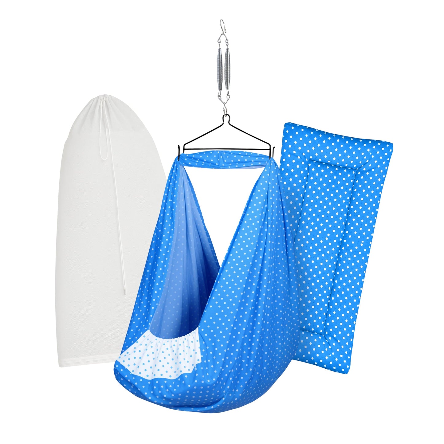Beetot Baby Swing Cradle (Jhula) For Newborns - Cloth Cradle With Removable Mattress, Mosquito Net, Spring & Triangle Hanger | U