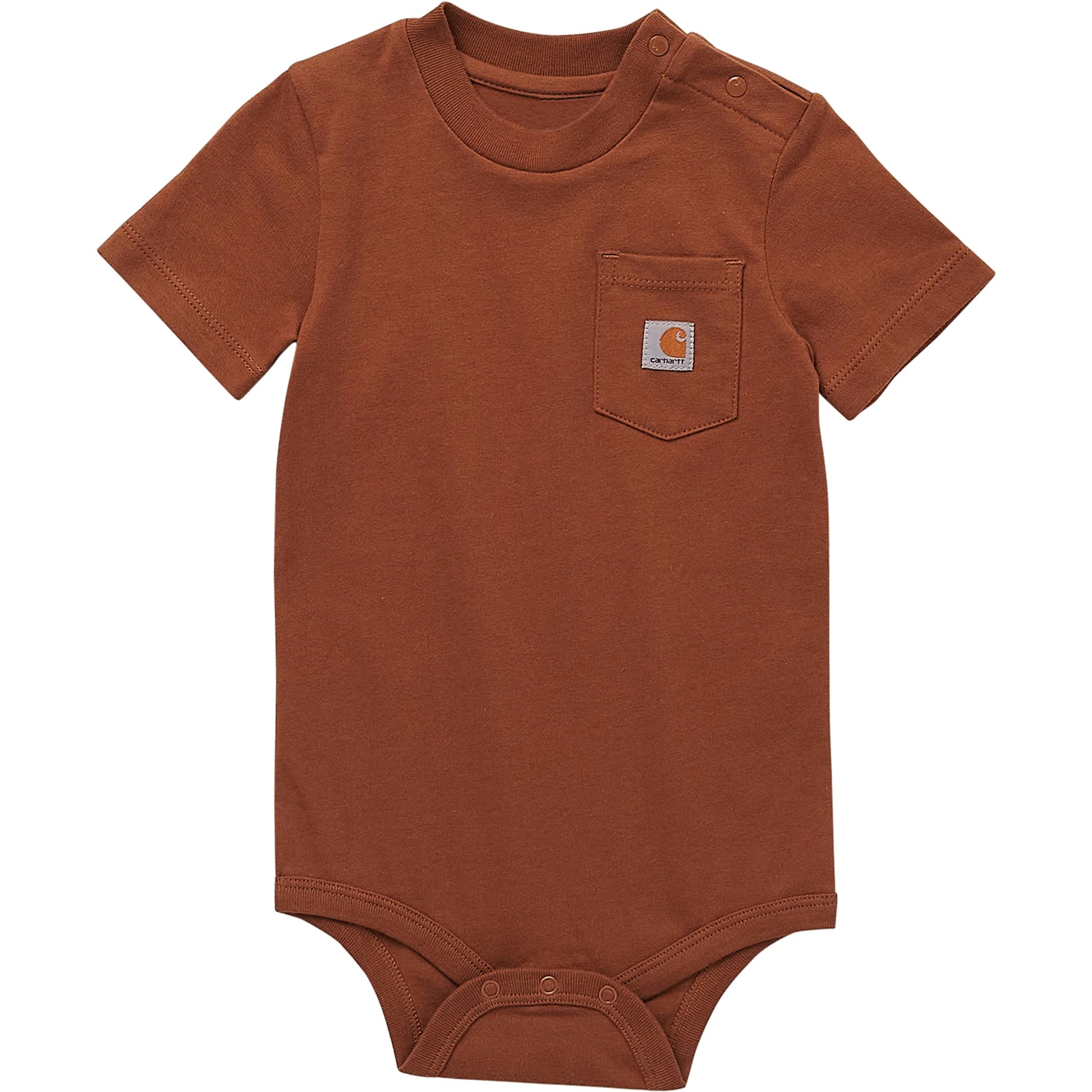 Carhartt Baby Short Sleeve Bodysuit With Pocket, Carhartt Brown, 12 Months