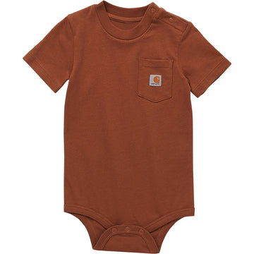 Carhartt Baby Short Sleeve Bodysuit With Pocket, Carhartt Brown, 12 Months