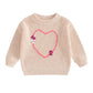 Nokpsedcb Baby Girl Cute Long Sleeve Heart Flowers Embroidery Oversized Sweater Toddler Valentine Outfit (Beige, 6-9 Months)