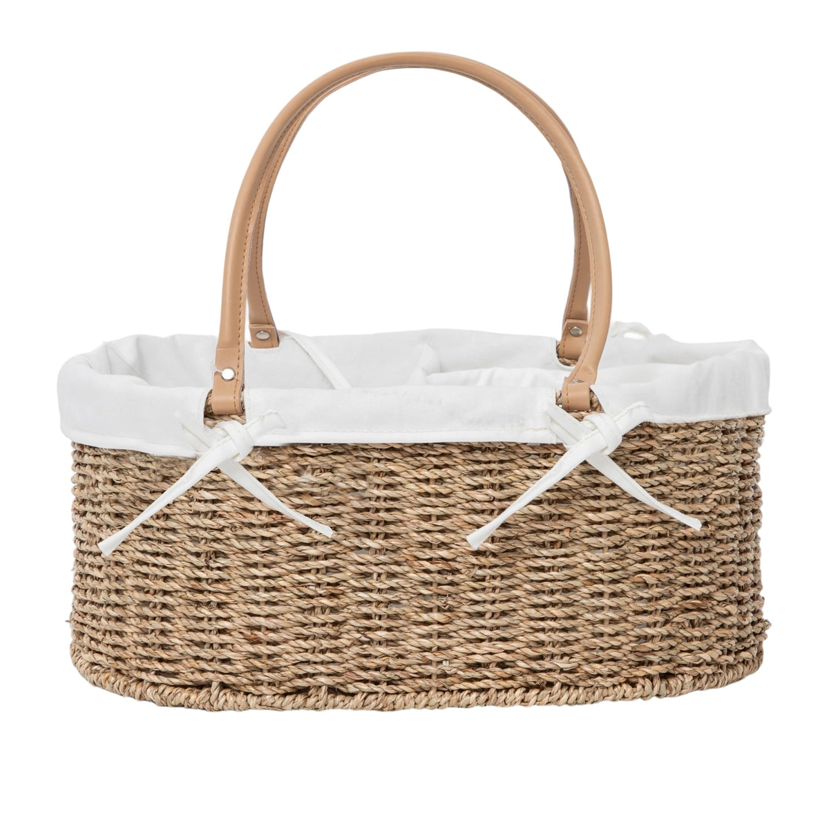 QINGTUHOME Handwoven Wicker Diaper Caddy Organizer, Multi  functional Baby Diaper Bag for Nursery & Home Storage, Detachable Li