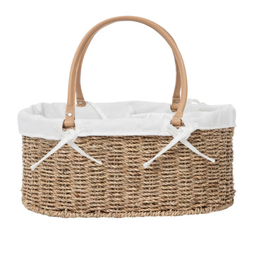 QINGTUHOME Handwoven Wicker Diaper Caddy Organizer, Multi  functional Baby Diaper Bag for Nursery & Home Storage, Detachable Li