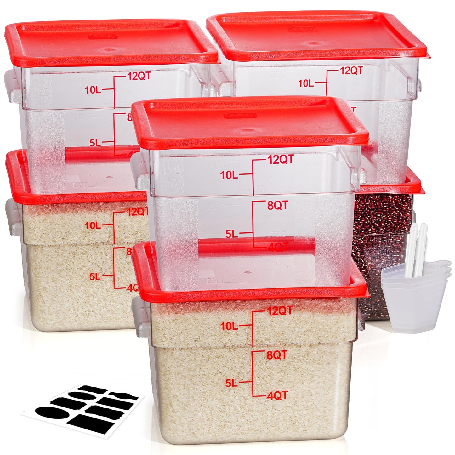 Svklhy 12 Quarts Sous Vide Container: 6 Pcs Commercial Food Storage Containers With Lids - Clear Food Container With Scales Hand