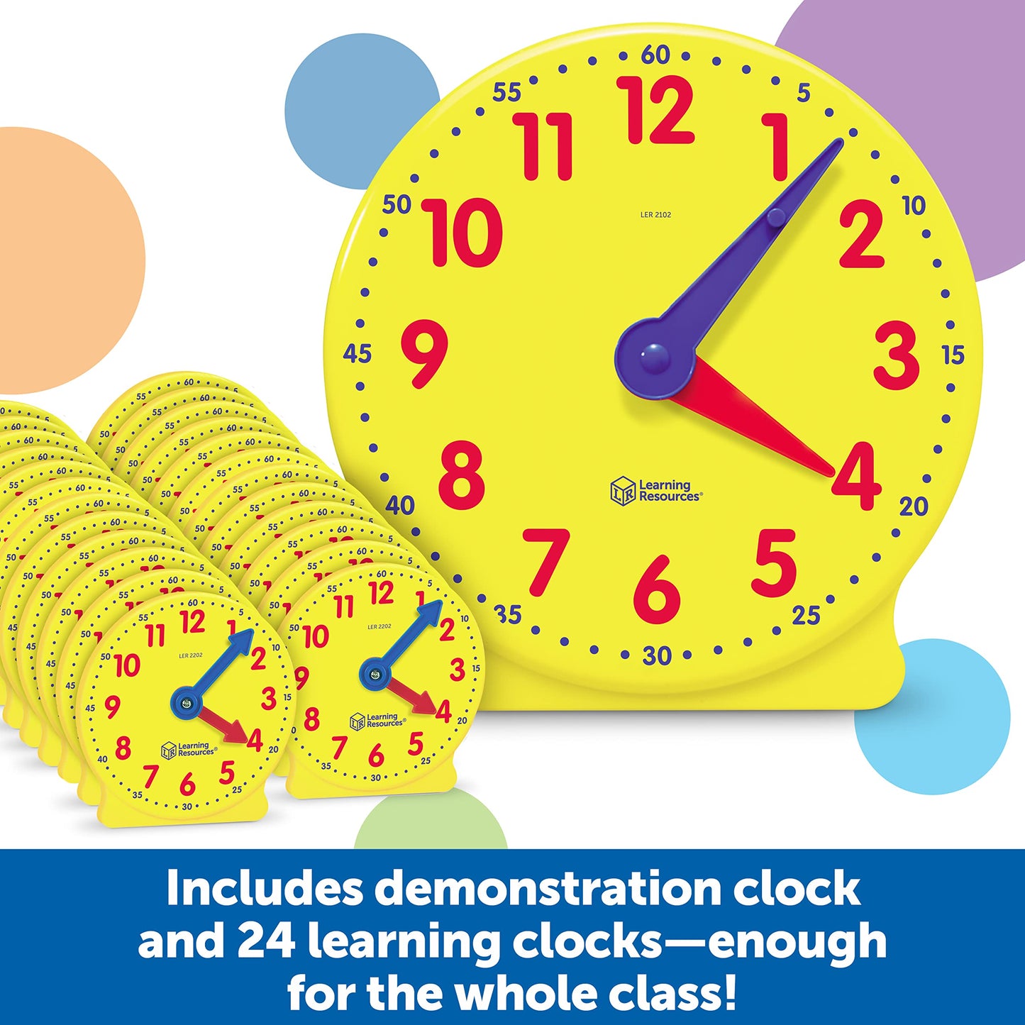 Learning Resources Classroom Clock Kit -25 Pieces, Ages 5+ Clock for Kids, Learning to Tell Time, Clocks for Teaching Time, Teac