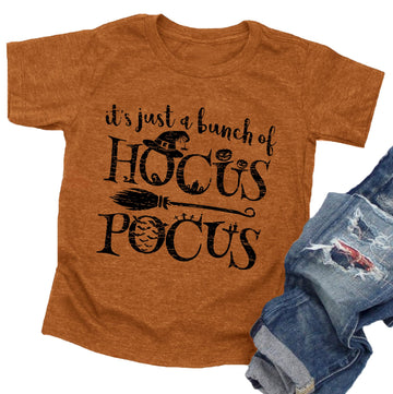 Lazychild It'S Just A Bunch Of Hocus Pocus Halloween T Shirt Toddler Boys Girls Sanderson Sister Graphic Tee Shirts Brown