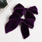 Velvet Fable Bow Hair Clips Baby Girls 5' Big Deep Purple Velvet Ribbon Sailor Bow Cheer Barrettes For Toddler Kids Teen Women