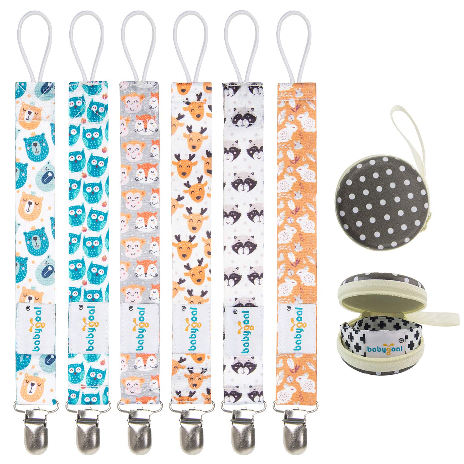 Babygoal Pacifier Clips, 6 Pack Pacifier Holder For Boys And Girls Fits Most Pacifier Styles &Teething Toys Pacifier Clips For B