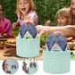Easter Bunny Basket Seersucker Egg Bags For Kids,Personalized Candy Egg Basket Rabbit Print Buckets With Fluffy Tail Gifts Bags