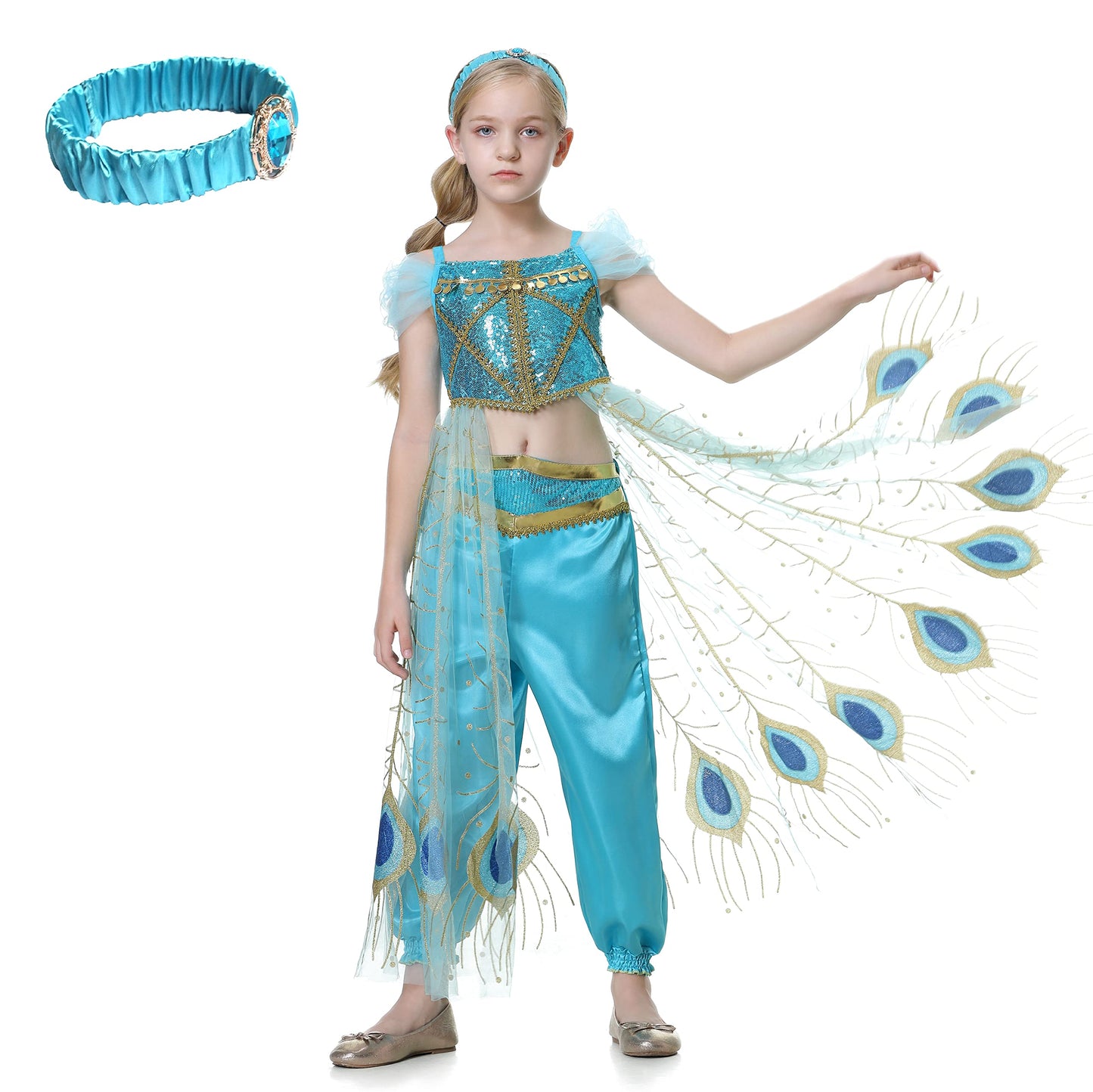 Dressy Daisy Arabian Princess Costume With Headband Halloween Party Fancy Dress Up Belly Dance Wear Outfit For Toddler Girls Siz