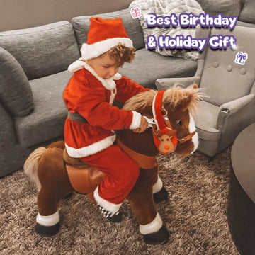 PonyCycle Official Classic U Series Ride on Horse Toy Plush Walking Animal Brown Horse Size 4 for Age 4-8 Ux424