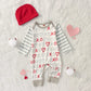 Gliglittr Newborn Baby Boy Valentine'S Day Outfits Infant Romper Long Sleeve Bodysuit Cute Heart Print Onesie Jumpsuit(Grey,3-6M