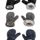 Baby Toddler Mittens Boys Girls Winter Outdoor Gloves Kids Easy-On Fleece Warm Mittens Black Gray Navy 3 Pairs M(1-2 Years)