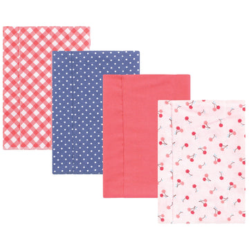 Hudson Baby Unisex Baby Cotton Flannel Burp Cloths, Cherry Sweet, One Size