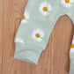 3Pcs Baby Girl Outfits Daisy Sweatshirt + Pants + Headband Infant Fall Winter Clothes Green 12-18 Months