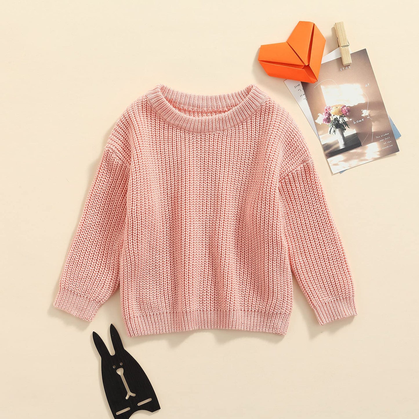 Infant Toddler Baby Girl Boy Knit Sweater Pullover Sweatshirt Long Sleeve Shirt Tops Knitted Fall Winter Clothes (Pink, 3-6 Mont
