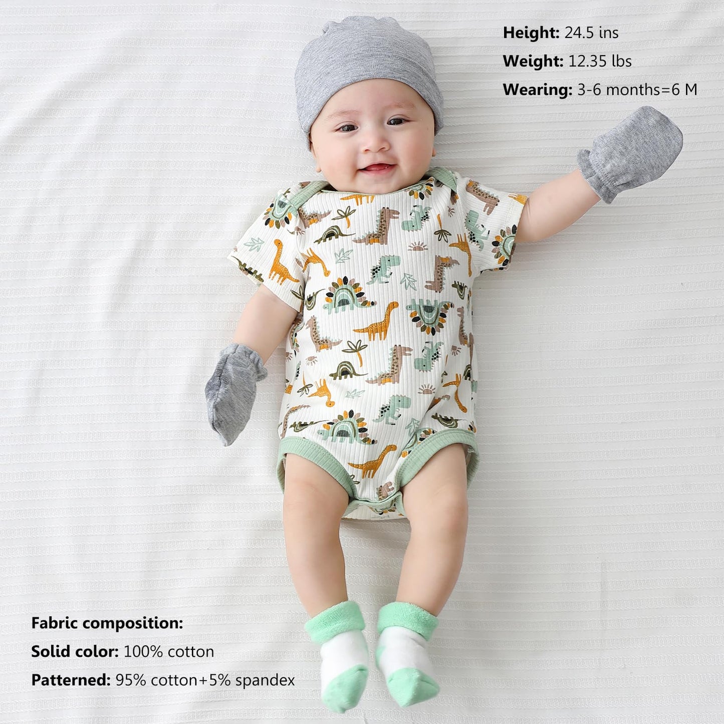 Mamimaka Baby Boys Girls Bodysuits Green Cotton One-Piece Vest,3-6 Months
