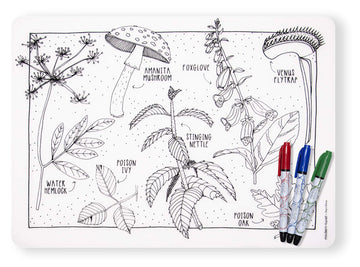 Modern-Twist Waterproof, Dishwasher Safe Mark, Mat & Marker Set, Dangerous Plants