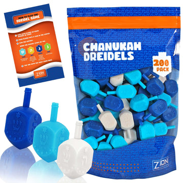 Zion Judaica Hanukkah Dreidels Multi Blue White Medium Dridels Bulk Plastic Drydlech Hebrew Letters And English Transliteration