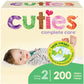 Cuties | Skin Smart, Absorbent & Hypoallergenic Diapers With Flexible & Secure Tabs | Bulk Case | Size 2 | 200 Count
