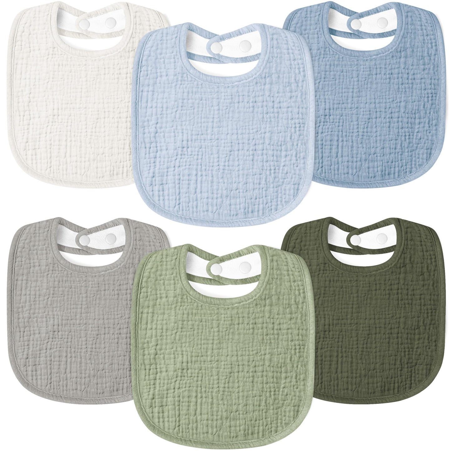 Susurration Muslin Baby Bibs 6 Pack Bandana Drool Bibs,Soft Square Adjustable Baby Drooling Bibs For Unisex Girls & Boys(Dark&Li