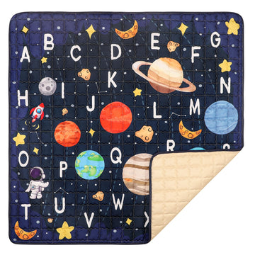 Baby Play Mat For Floor, Gfu Non-Slip 50X50 Playpen Mat, Thick One-Piece Crawling Mat Blue, Infants Playmat Foldable And Machine