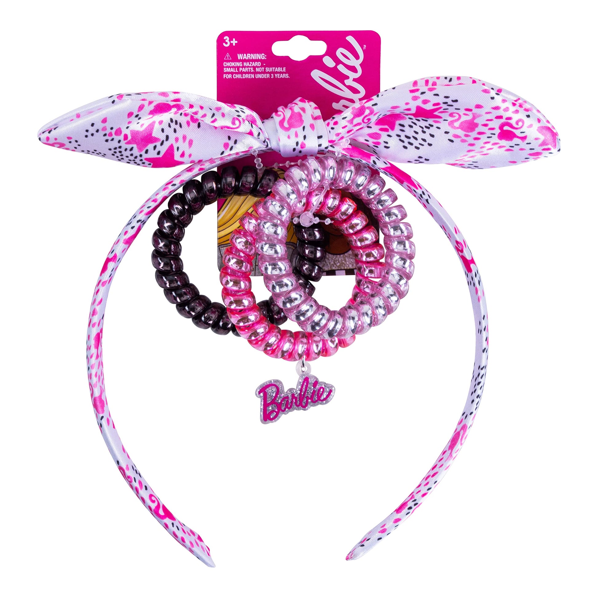 Barbie Headbands For Girls| 4Pc Barbie Toddler Headband And Hair Ties| Knotted Headband Fully Cover By Soft Barbie Designed Fabr