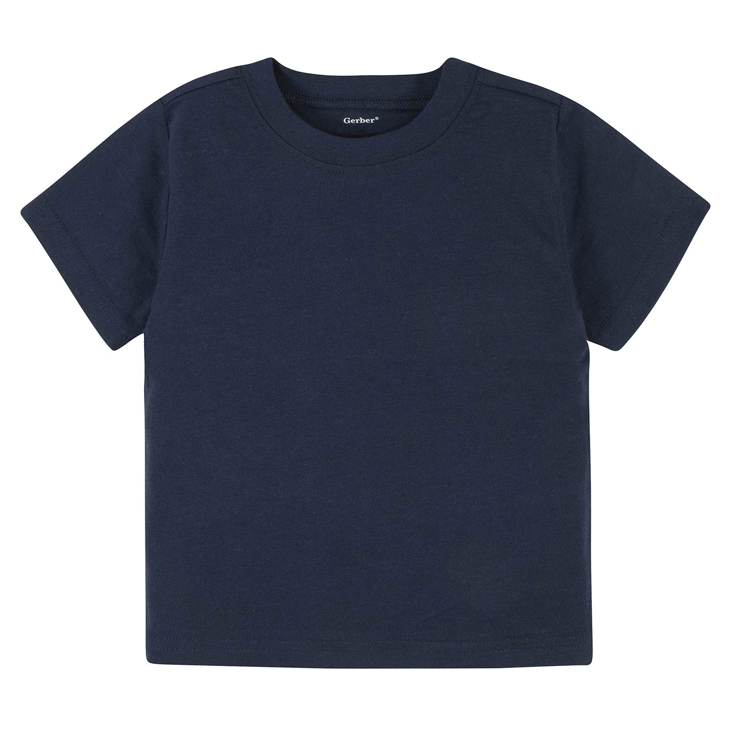 Gerber Baby Toddler 5-Pack Solid Short Sleeve T-Shirts Jersey 160 Gsm, Navy, 4T