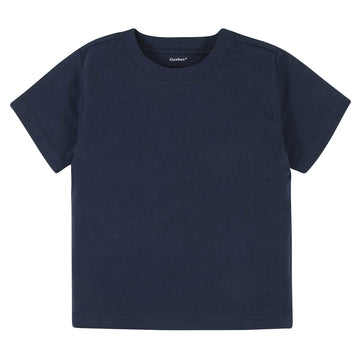 Gerber Baby Toddler 5-Pack Solid Short Sleeve T-Shirts Jersey 160 Gsm, Navy, 4T