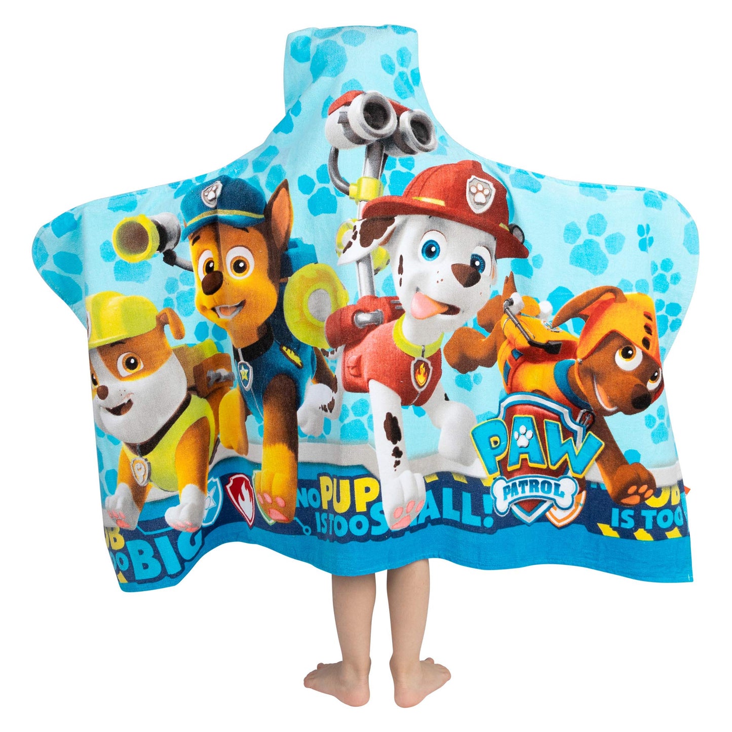 Franco Kids Bath And Beach Soft Cotton Terry Hooded Towel Wrap, 24' X 50', Paw Patrol Blue