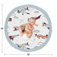Sweet Jojo Designs Vintage Airplane Boy Baby Playmat Tummy Time Infant Play Mat - Grey Yellow Orange Red White And Blue Airplane