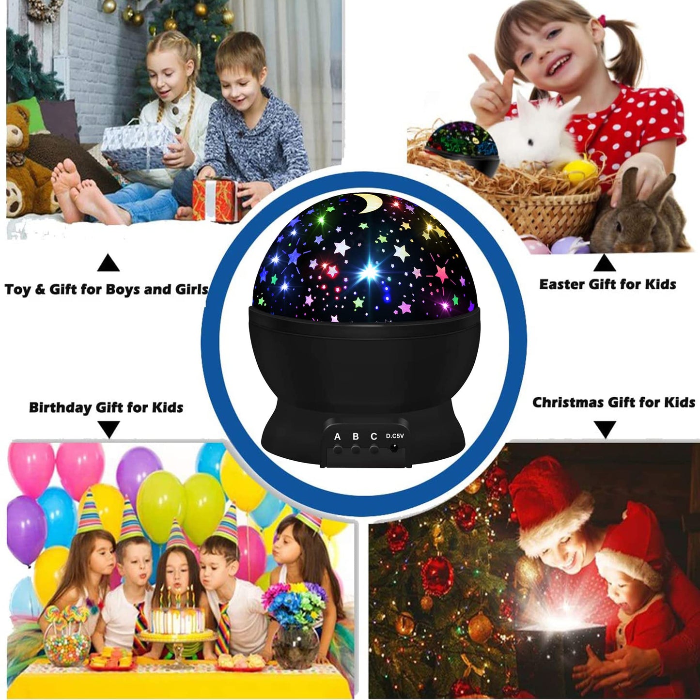 Night Light for Kids,Kids Night Lights,Star Night Light Projector,Star Projector 360 Degree Rotation - 4 LED Bulbs 16 Light Colo