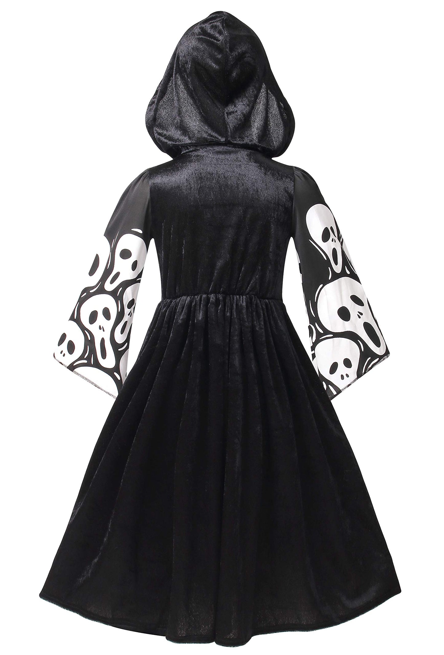 Yolsun Skeleton Ghost Witch Costume For Girls, Glow In The Dark, Halloween Fearsome Costume(6-8 Years)