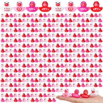 MiniInflat 400 Pcs Valentines Day Rubber Ducks Assorted Mini Rubber Duckies Pool Bath Ducks Toys for Party Favors Classroom Exc