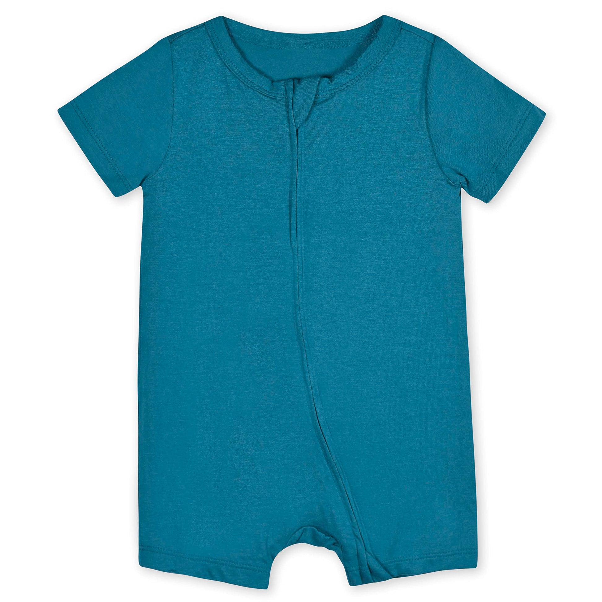 Gerber Unisex Baby Buttery Soft Short Sleeve Romper With Viscose Made From Eucalyptus, Teal, 18 Months