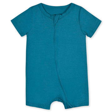 Gerber Unisex Baby Buttery Soft Short Sleeve Romper With Viscose Made From Eucalyptus, Teal, 18 Months