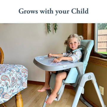 Inglesina My Time Highchair, Mint - Adjustable High Chair For Babies & Toddlers, 4 Height & 3 Recline Settings, Collapsible, Too