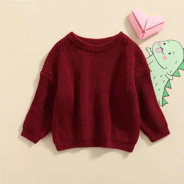 Infant Toddler Baby Girl Boy Knit Sweater Pullover Sweatshirt Warm Long Sleeve Shirt Tops Knitted Fall Winter Clothes (Red, 6-9